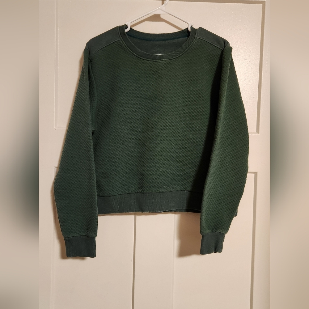 Born Primative Dark Green Waffle Crewneck Pullover Sweatshirt Womens Medium - Picture 2 of 4